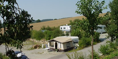 Campingplätze - Hunde möglich:: in der Hauptsaison - Bayern - großzügige Stellplätze - Terrassencamping Theresienhof GbR