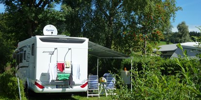 Campingplätze - Hunde möglich:: in der Hauptsaison - Unsere Wohnmobilstellplätze im Grünen.  - Camping Zeh am See/ Allgäu