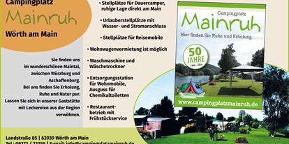 Campingplätze - Partnerbetrieb des Landesverbands - Campingplatz Mainruh